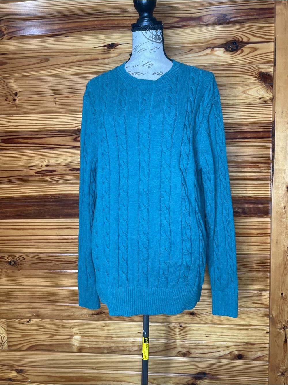 Brooks Brothers Teal Cable-Knit Crewneck Sweater